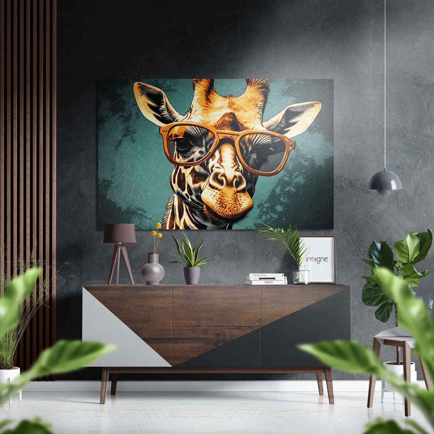 Happy Giraffe Brushed Aluminum Dibond Wall Art